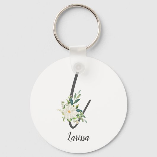 Letter L en floraal gepersonaliseerd Sleutelhanger (Voorkant)