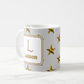 Letter L Gold Silver Stars Accent Monogram Initiaa Koffiemok (Voorkant links)