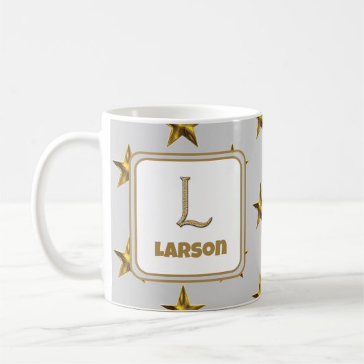 Letter L Gold Silver Stars Accent Monogram Initiaa Koffiemok (Links)