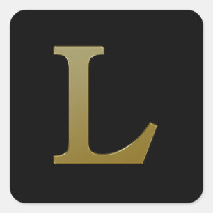 Letter L Gold Square Sticker