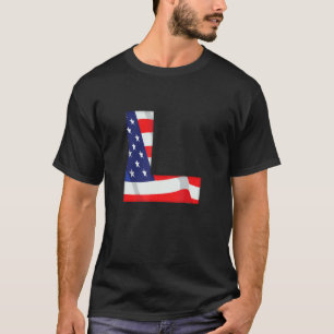 Letter L Hoofdalfabet Amerikaanse vlag monogr T-shirt
