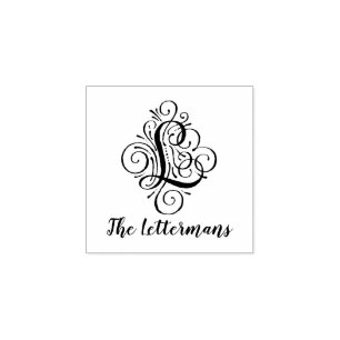 Letter L Initiaal Elegant Flourish Monogram Name Rubberstempel