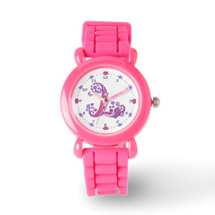Letter L initiaal monogram doodle hart meisjes hor Horloge