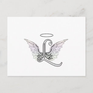 Letter L Initiaal Monogram met Angel Wings & Halo Briefkaart