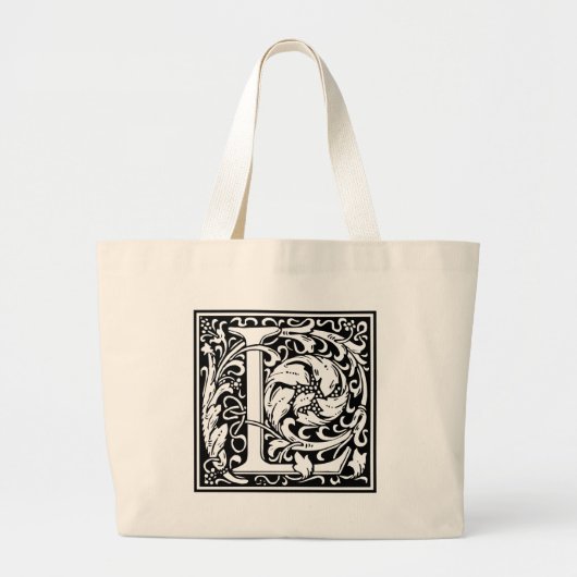 Letter L Medieval Monogram Groot Initiaal Grote Tote Bag (Voorkant)