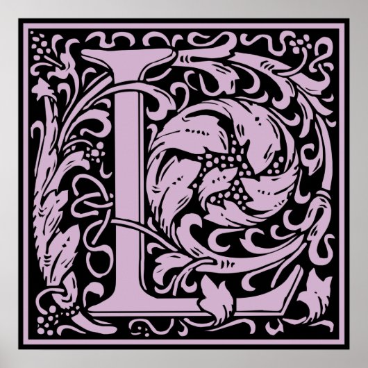 Letter L Medieval Monogram Initiaal Poster (Voorkant)