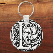Letter L Medieval Monogram Initiaal Sleutelhanger (Voorkant)