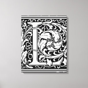 Letter L Middeleeuwse Monogram Art Nouveau Canvas Afdruk