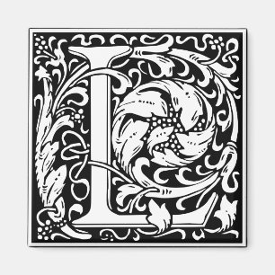 Letter L Middeleeuwse Monogram Art Nouveau Magneet