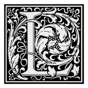 Letter L Middeleeuwse Monogram Art Nouveau Perfect Poster