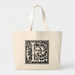 Letter L Middeleeuwse Monogram Vintage Grote Initi Tote Bag