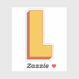 Letter L Monogram, Bold 3D Type Font Initial  Sticker