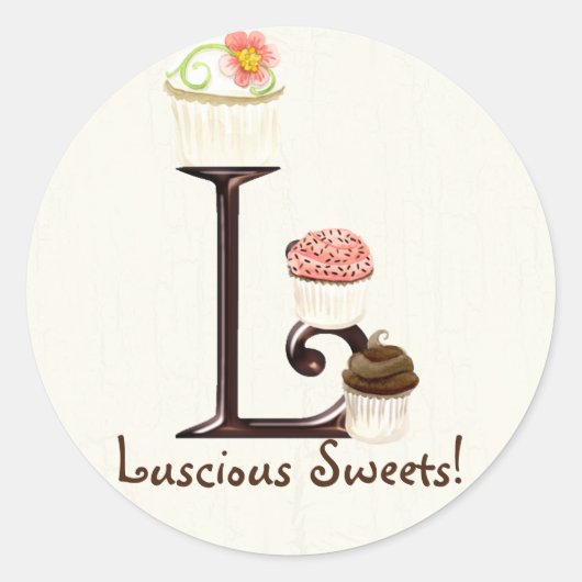 Letter L Monogram Cupcake Logo Zakelijke Stickers (Voorkant)