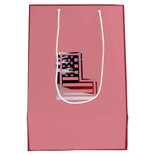 Letter L Monogram Initiaal USA Medium Cadeauzakje (Achterkant)