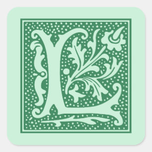  letter L Monogram Initiaal Vierkante Sticker