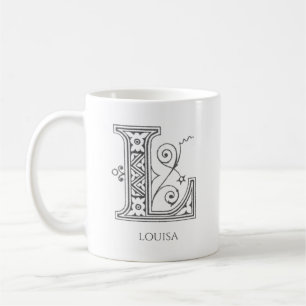 Letter L Monogram Moderne naam Koffie Mok