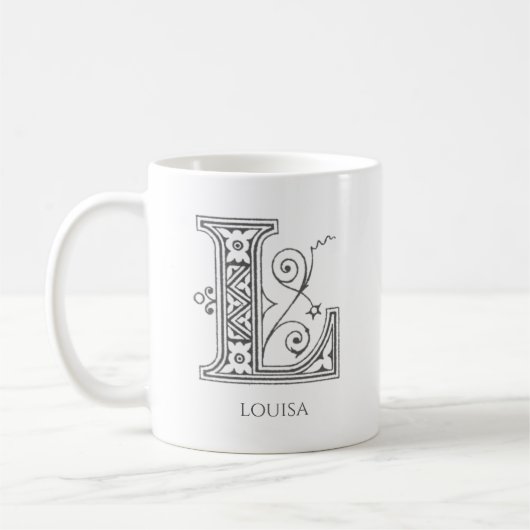 Letter L Monogram Moderne naam Koffie Mok (Links)