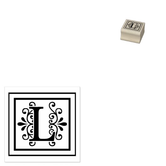 Letter L Monogram Rubberstempel (Gestempeld)