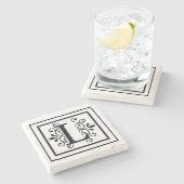 Letter L Monogram Stone Onderzetters (Zijkant)