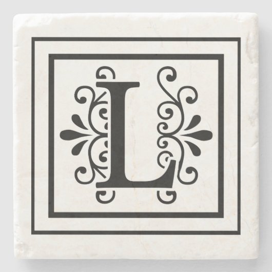 Letter L Monogram Stone Onderzetters (Voorkant)