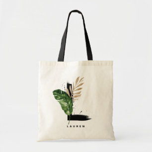 Letter L Monogram Tropische Bladeren Bruidsmeisj Tote Bag