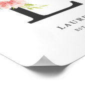 Letter L Monogram Waterverf Peach Florals Nursery Poster (Hoek)