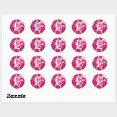 Letter L Roze Waterverf Bloemencirkel Monogram Ronde Sticker (Vel)