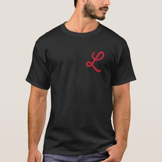 Letter L Script Cursief Rood T-shirt (Voorkant)
