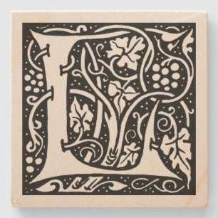 Letter 'L' William Morris Design Square Stenen Onderzetter