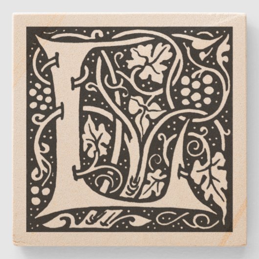 Letter 'L' William Morris Design Square Stenen Onderzetter (Voorkant)