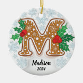 Letter M Aangepaste naam monogram Keramisch Ornament (Voorkant)
