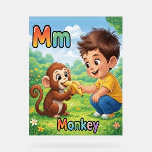 Letter M Alfabet Poster – M staat voor Monkey