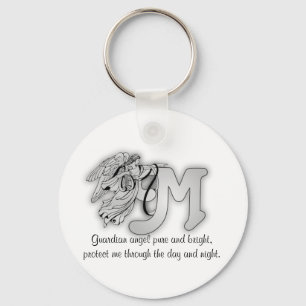 Letter M angel monogram alfabet initiaal Sleutelhanger