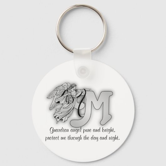 Letter M angel monogram alfabet initiaal Sleutelhanger (Voorkant)