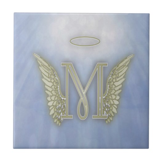 Letter M Angel Monogram Tegeltje (Voorkant)