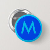 Letter M Aqua Blue Badge Button (Voorkant /achterkant)
