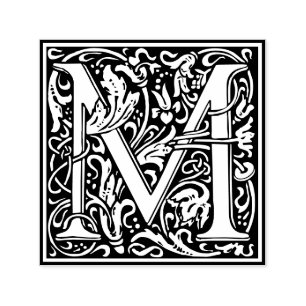 Letter M art nouveau black and white Tegel Zelfinktende Stempel