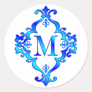 Letter M Blue Ronde Sticker