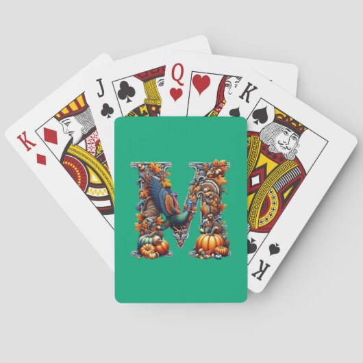Letter m by Thanksgiving style  Pokerkaarten (Achterkant)