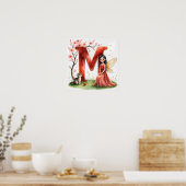 Letter M Cat Fairy Poster Feline Pet Alphabet Art (Cuisine)