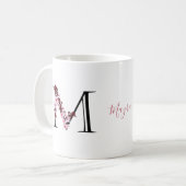 Letter M, Cherry Blossom | Naam Monogram Koffiemok (Voorkant links)
