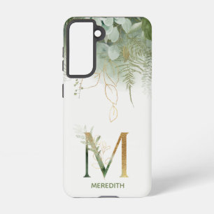 Letter M Elegante Waterverf groen Samsung Galaxy Hoesje