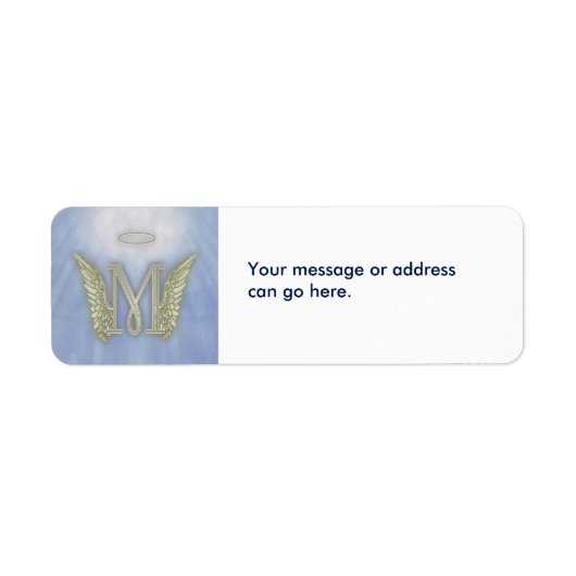 Letter M Engel Monogram Etiket (Voorkant)