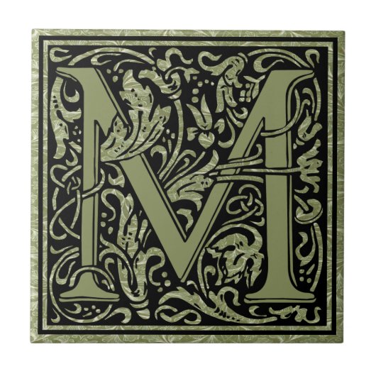 Letter M First Letter Monogram Tegeltje (Voorkant)