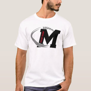 Letter M Football Logo Aangepast Football Ontwerp T-shirt