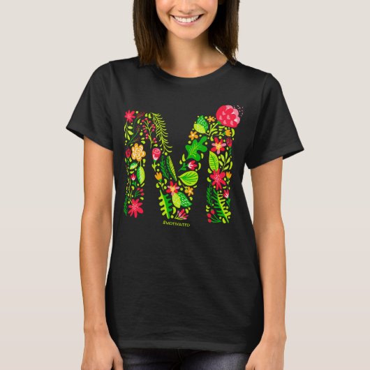 Letter M in Flowers T-Shirt (Voorkant)