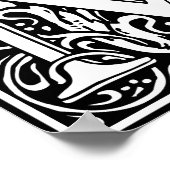 Letter M Medieval Monogram Initiaal Poster (Hoek)