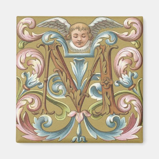 Letter M met Angel - Magnet Magneet (Voorkant)