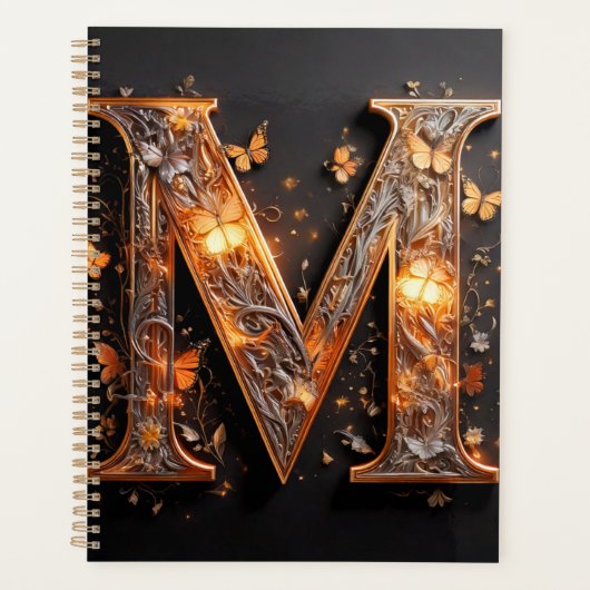 Letter (M) met bloem & vlinders Planner (Voorkant)