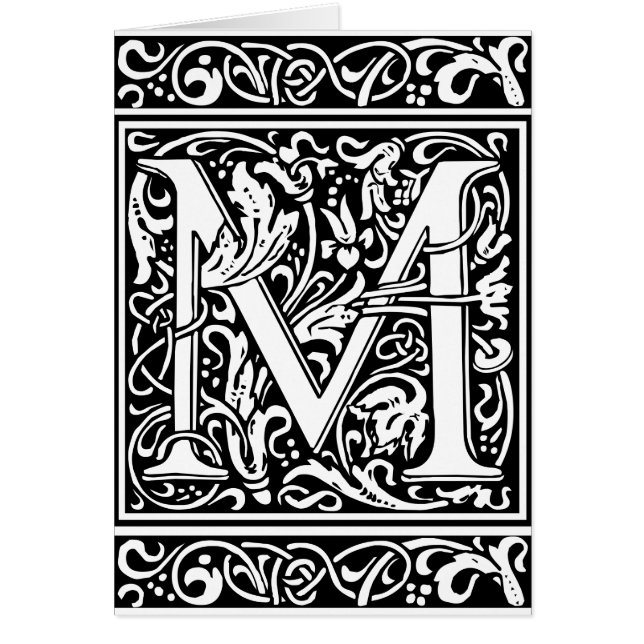 Letter M Middeleeuws Monogram Art Nouveau (Voorkant)